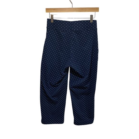 Lands End Pants Womens Small Navy Blue White Polka Dot Cropped Capris Stretch - Picture 2 of 5